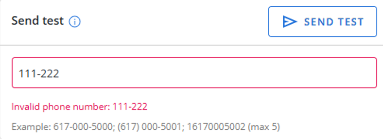 invalid phone number error